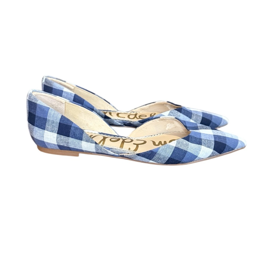 Sam Edelman Rodney d’Orsay Blue Gingham Plaid Pointy Toe Flats Women’s Size 8.5